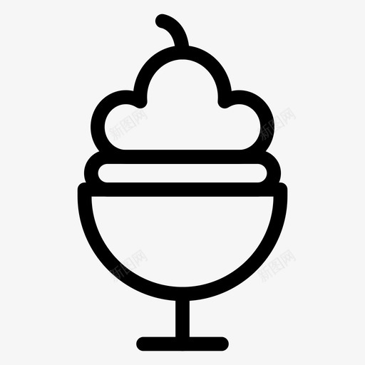 奶油樱桃食物图标svg_新图网 https://ixintu.com 冰淇淋 夏日 奶油 樱桃 甜食 酒店餐厅线图标 食物