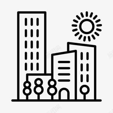 城市建筑物商业图标图标