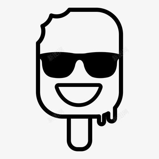 夏天脸快乐图标svg_新图网 https://ixintu.com 冰淇淋表情 夏天 太阳镜 微笑 快乐 脸