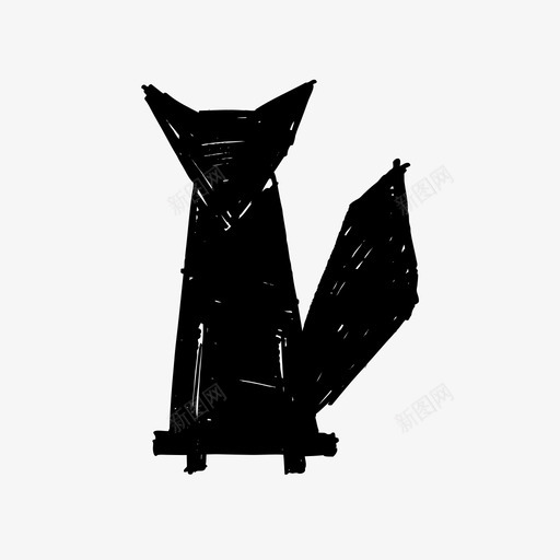 狼动物狐狸图标svg_新图网 https://ixintu.com 动物 坐着 手绘 狐狸 狼
