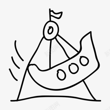 维京游船游乐园图标图标