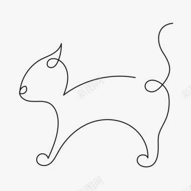 猫动物单行线图标图标