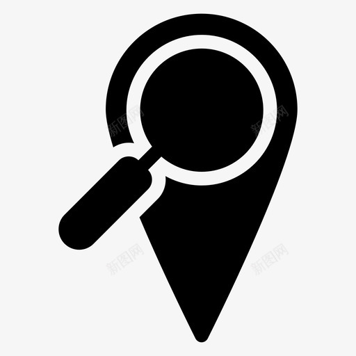 地图引脚查找器gps图标svg_新图网 https://ixintu.com gps 位置 地图引脚 搜索 搜索引擎优化营销字形图标第一卷 放大镜 查找器