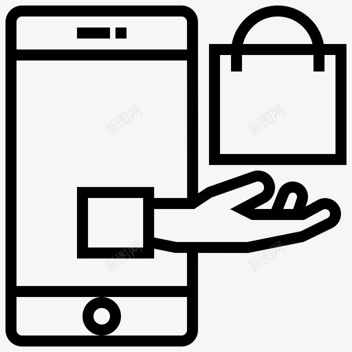 网上购物购物袋手机图标svg_新图网 https://ixintu.com 手机 智能手机 网上购物 购物和零售 购物袋 零售