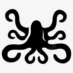 活版章鱼海怪航海图标高清图片