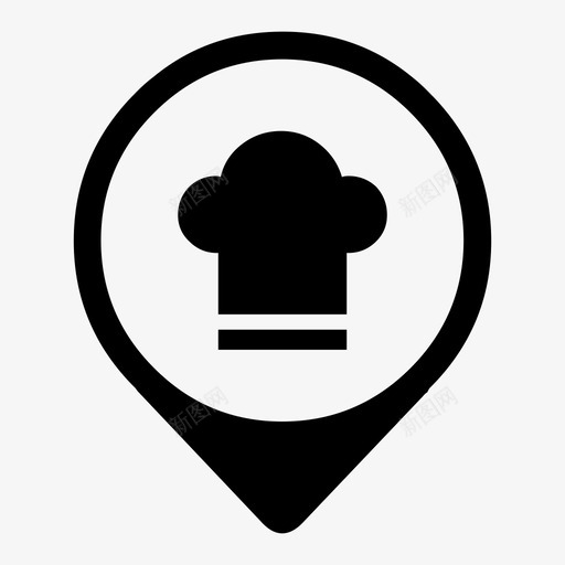 厨师帽地图别针餐厅图标svg_新图网 https://ixintu.com 厨师帽 地图元素 地图别针 餐厅