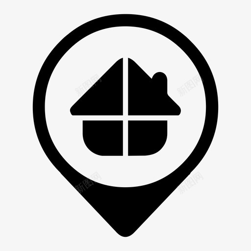 房子家地图针图标svg_新图网 https://ixintu.com 地图元素 地图针 家 房子
