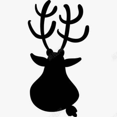 驯鹿头轮廓标志手绘圣诞节图标图标