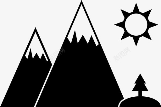 山上的太阳森林山峰图标svg_新图网 https://ixintu.com 山上的太阳 山峰 树 森林 雪