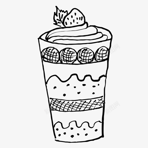 甜点杯食物手绘图标svg_新图网 https://ixintu.com 冰淇淋 手绘 甜点杯 素描 素描图标 食物