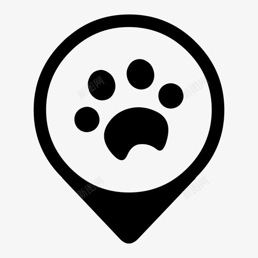 爪印地图针宠物图标svg_新图网 https://ixintu.com 地图元素 地图针 宠物 爪印