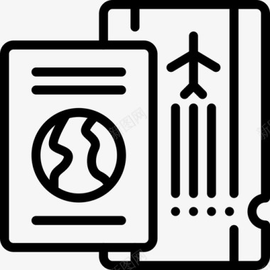护照和机票假日旅行图标图标