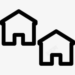 两栋房子两栋小房子建筑物poi建筑轮廓图标高清图片