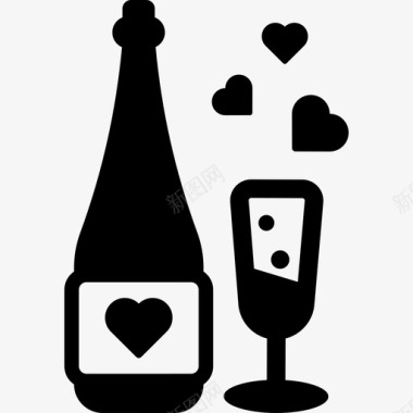 情人节香槟标语圣瓦伦丁图标图标