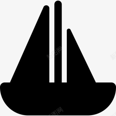 帆船交通工具在海滩上图标图标