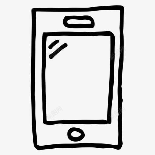 智能手机手机素描图标svg_新图网 https://ixintu.com 手机 智能手机 电话 素描