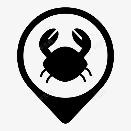 螃蟹地图针海鲜图标svg_新图网 https://ixintu.com 地图元素 地图针 海鲜 螃蟹