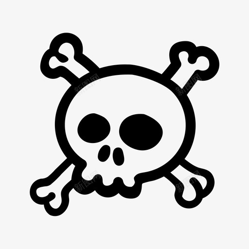 海盗头骨骨头卡通图标svg_新图网 https://ixintu.com 卡通 头骨和骨头手绘图标 手绘 海盗头骨 骨头