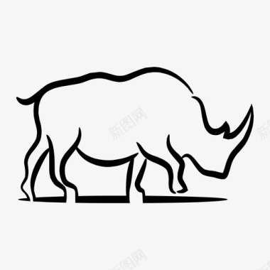 犀牛动物动物线图标图标