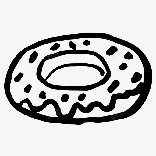 甜甜圈甜点食物图标svg_新图网 https://ixintu.com 甜点 甜甜圈 糕点 素描图标 食物
