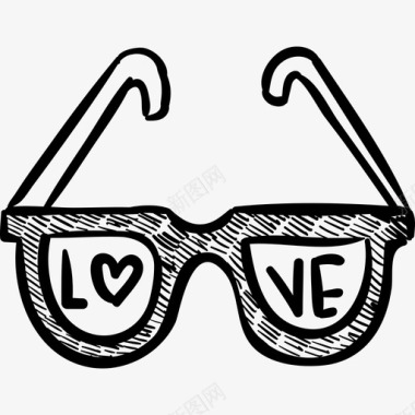 镶框水晶爱情眼镜情人节套装图标图标