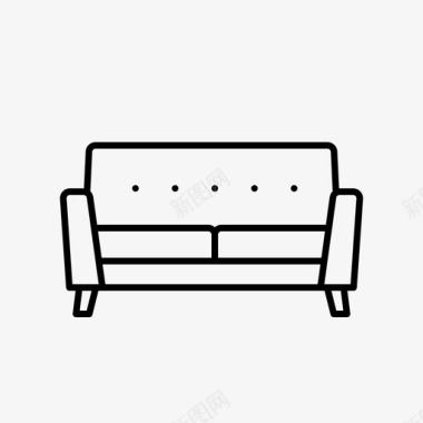 现代双人沙发扶手椅休息室图标图标