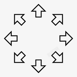 分解箭头径向箭头展开分解图标高清图片