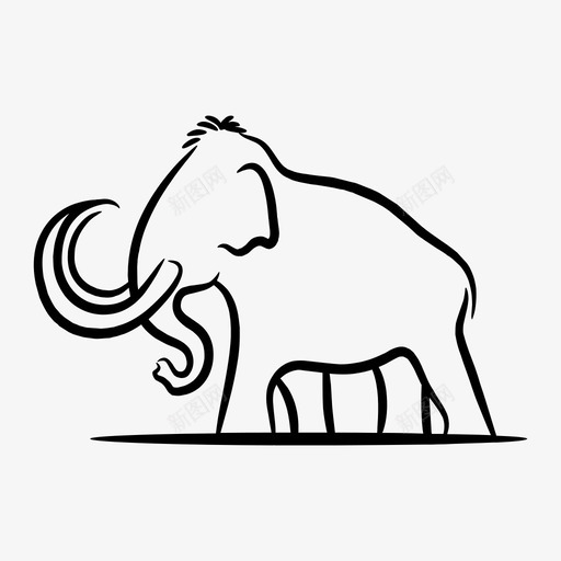 猛犸象动物大象图标svg_新图网 https://ixintu.com 动物 动物线 大象 猛犸象
