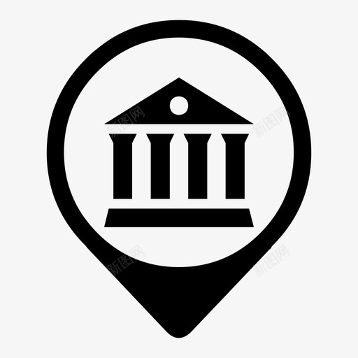 银行地图针地图元素图标svg_新图网 https://ixintu.com 地图元素 地图针 银行