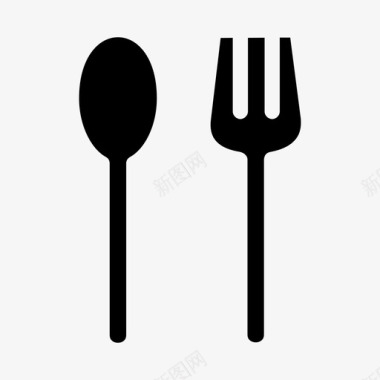 勺子和叉子吃餐馆图标图标