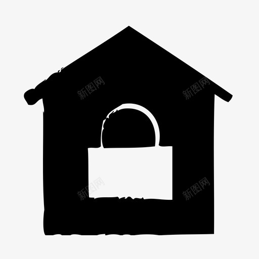 上锁的房子保护安全图标svg_新图网 https://ixintu.com 上锁的房子 保安 保护 安全 盾牌 草图2