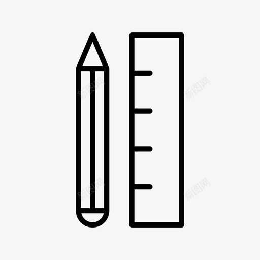 铅笔和尺子教育学校图标svg_新图网 https://ixintu.com 学校 工具 教育 铅笔和尺子