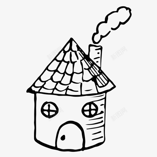 小屋手绘家图标svg_新图网 https://ixintu.com 家 小屋 房子 手绘 素描
