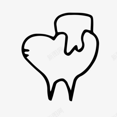 牙齿上的食物牙医涂鸦图标图标