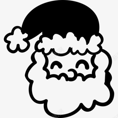 微笑的圣诞老人戴着帽子招牌手画圣诞图标图标