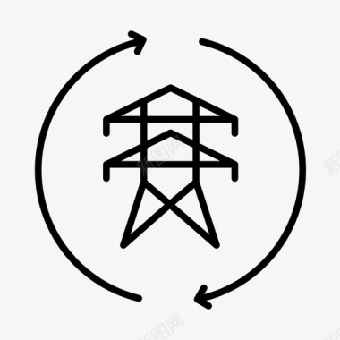 输电塔电力发电站图标图标