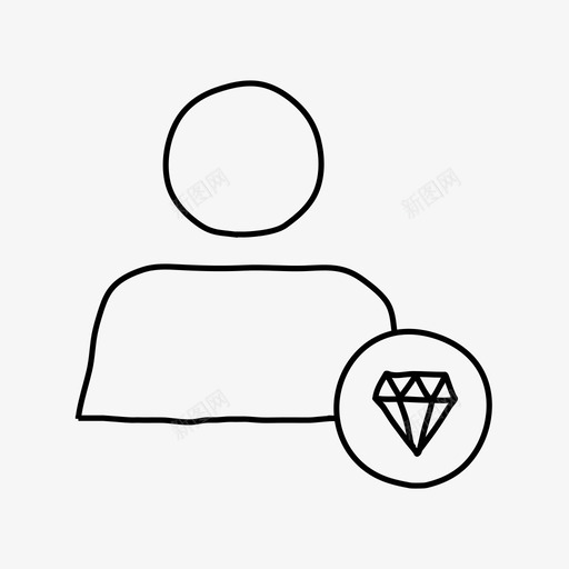 钻石用户手绘个人资料图标svg_新图网 https://ixintu.com 个人资料 婚礼 手绘 钻石用户