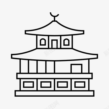 kinkakuji寺庙日本建筑流行建筑图标图标