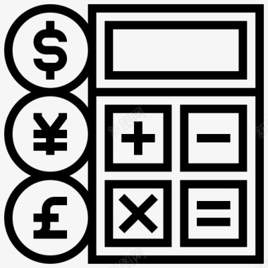 计算器硬币货币图标图标
