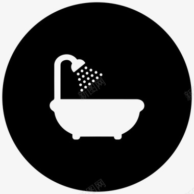 浴缸淋浴位置联系图标图标