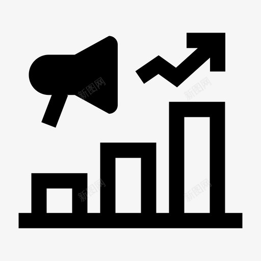 市场营销条形图数据分析图标svg_新图网 https://ixintu.com 商业填充图标集 市场营销 扩音器 数据分析 条形图 统计