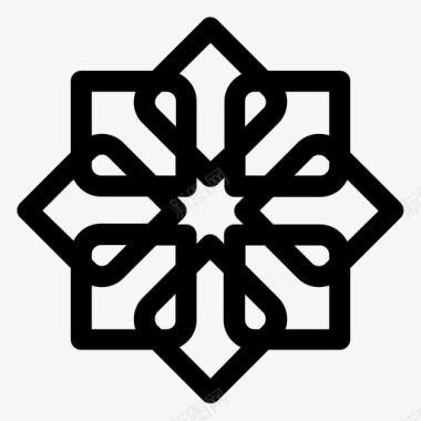 阿拉伯花纹星装饰伊斯兰图标图标