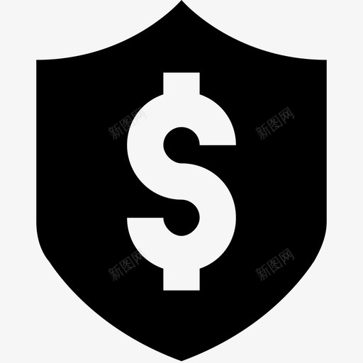 盾牌美元货币图标svg_新图网 https://ixintu.com 安全 安全银行 盾牌 美元 货币 银行和金融字形图标