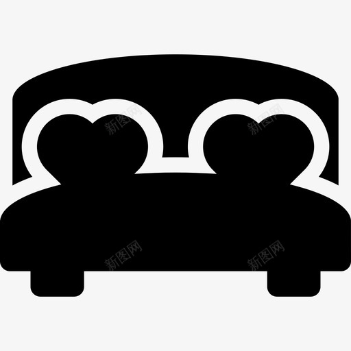 圣瓦伦丁带心垫的双人床图标svg_新图网 https://ixintu.com 圣瓦伦丁 带心垫的双人床