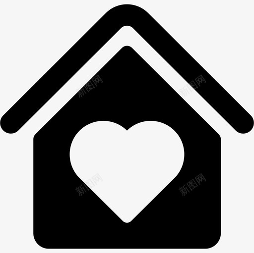 有心形标志的房子圣瓦伦丁图标svg_新图网 https://ixintu.com 圣瓦伦丁 有心形标志的房子