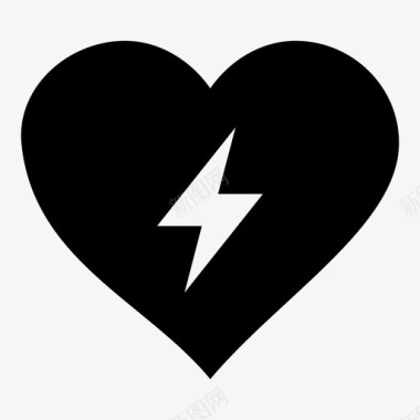 心的力量能量闪电图标图标