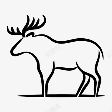 鹿动物动物线图标图标