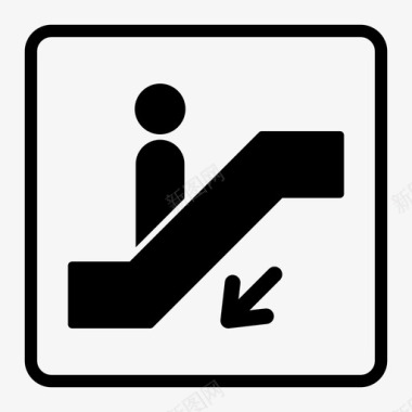 自动扶梯下降机场楼梯图标图标