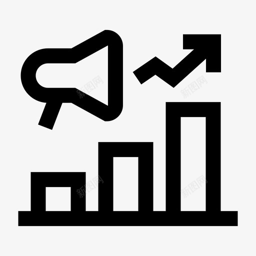 市场营销条形图数据分析图标svg_新图网 https://ixintu.com 商业轮廓图标集 市场营销 扩音器 数据分析 条形图 统计