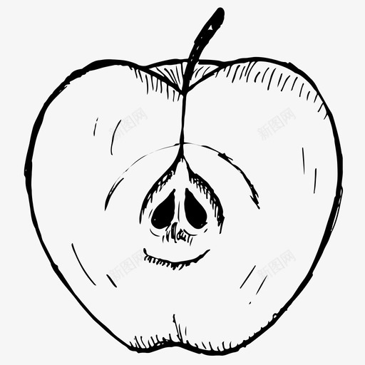 半苹果水果手绘图标svg_新图网 https://ixintu.com 半苹果 手绘 水果 素描